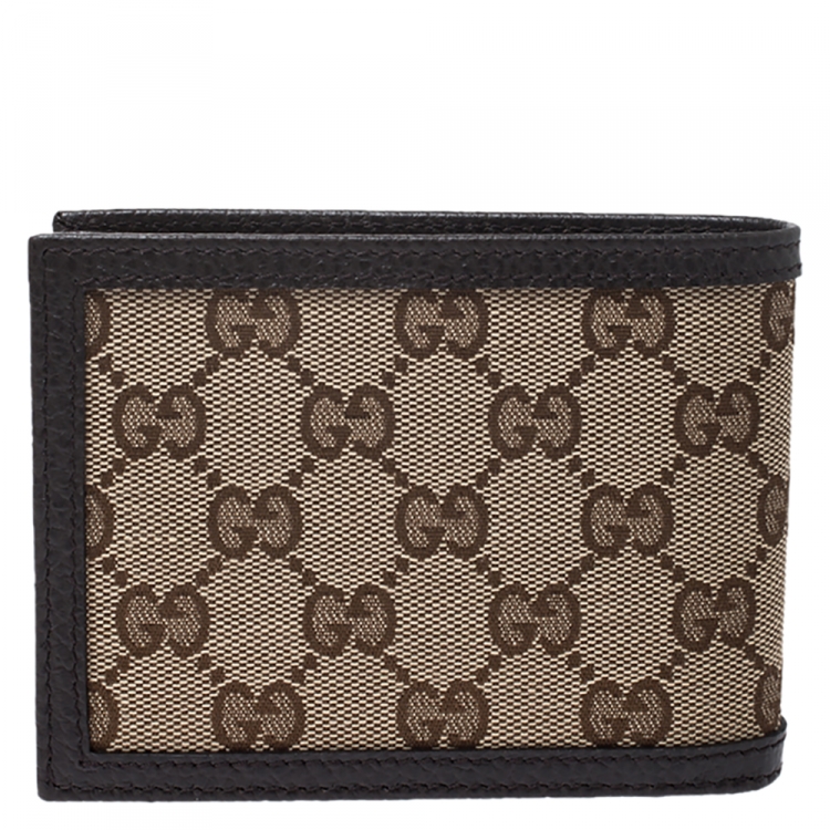 Pre Owned Gucci Beige/Brown GG Canvas Dollar Bifold Wallet
