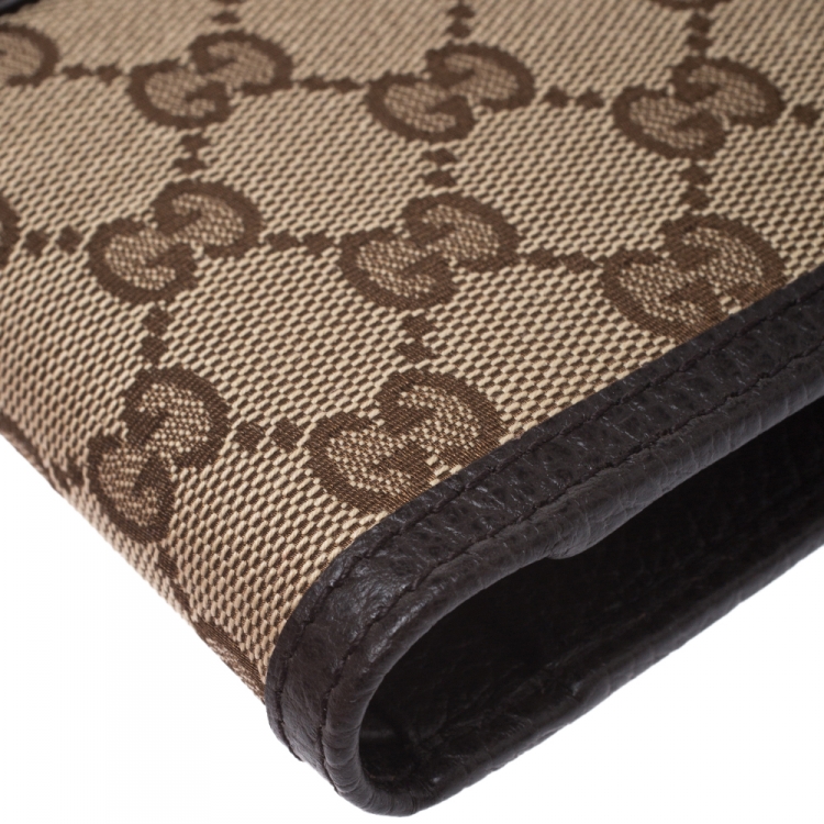 Pre Owned Gucci Beige/Brown GG Canvas Dollar Bifold Wallet