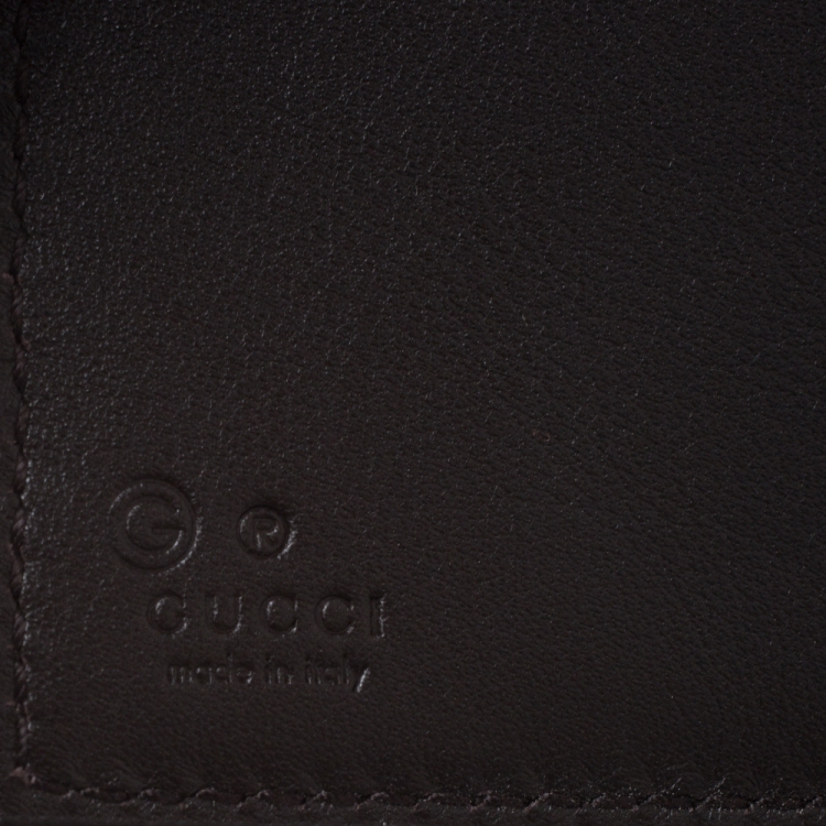 Pre Owned Gucci Dark Brown Micro Guccissima Leather Bifold Wallet