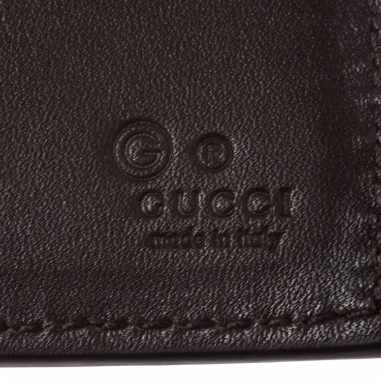 Pre Owned Gucci Dark Brown Microguccissima Leather Bifold Wallet