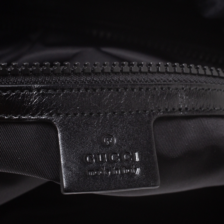 Pre Owned Gucci Black Mesh Fabric Hollywood Embroidered Backpack