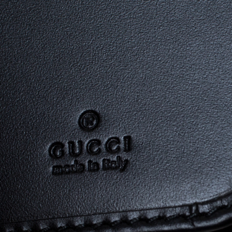 Pre Owned Gucci Black Guccissima Leather Web Long Wallet