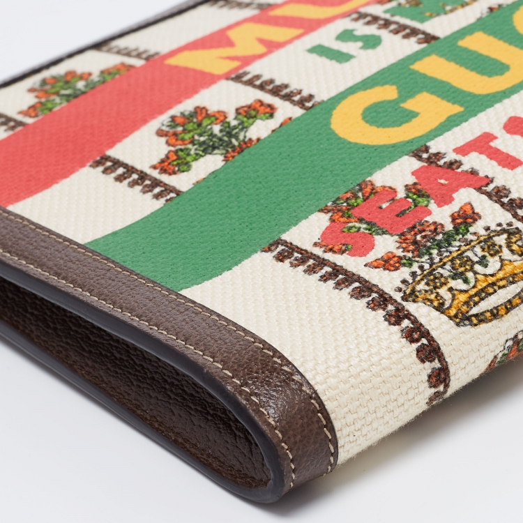 Pre Owned Gucci Multicolor Print Canvas and Leather 100 Centennial Pouch