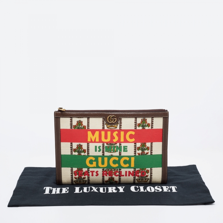 Pre Owned Gucci Multicolor Print Canvas and Leather 100 Centennial Pouch