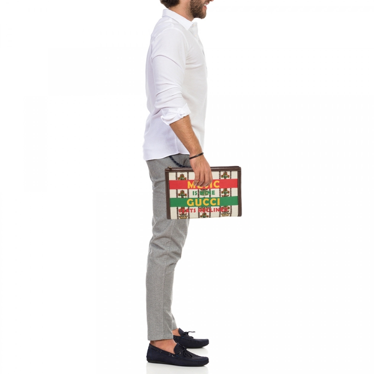Pre Owned Gucci Multicolor Print Canvas and Leather 100 Centennial Pouch