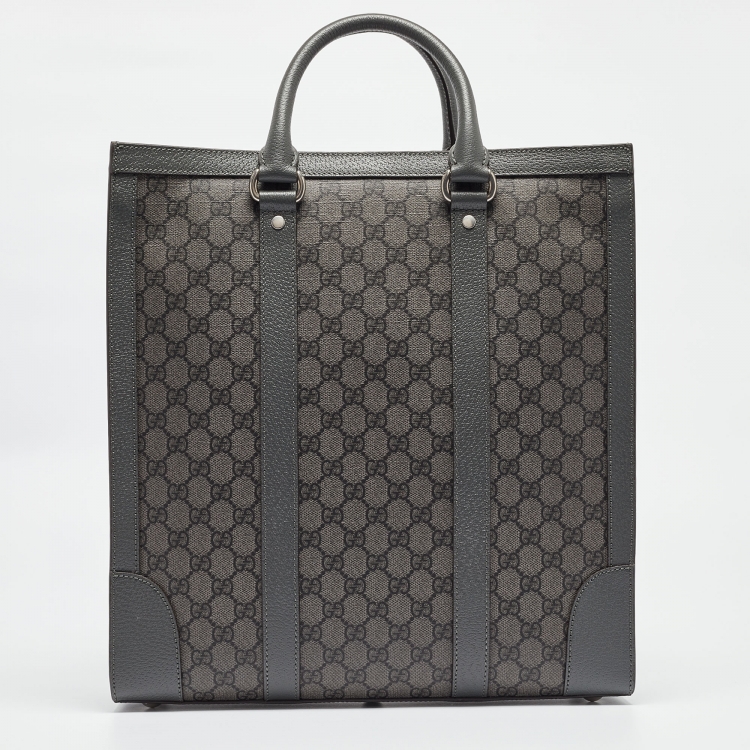 Pre Owned Gucci Dark Grey GG Supreme Canvas Medium Ophidia Tote