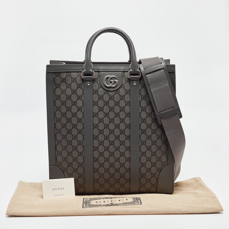 Pre Owned Gucci Dark Grey GG Supreme Canvas Medium Ophidia Tote