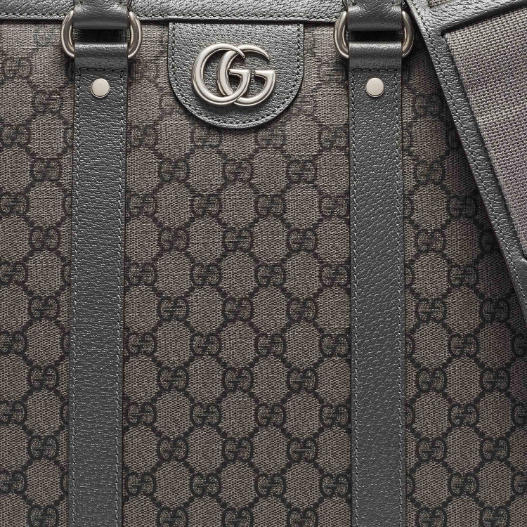 Pre Owned Gucci Dark Grey GG Supreme Canvas Medium Ophidia Tote