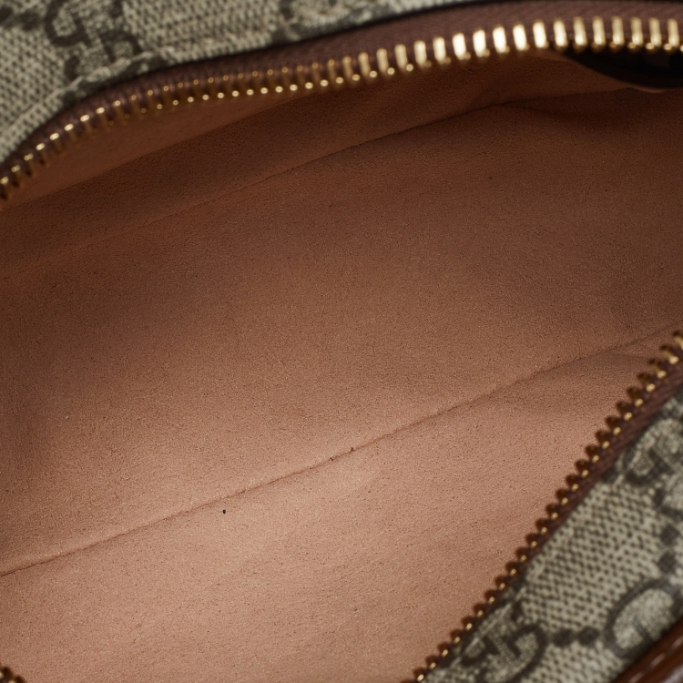 Pre Owned Gucci Brown/Tan GG Supreme Canvas and Leather Pouch