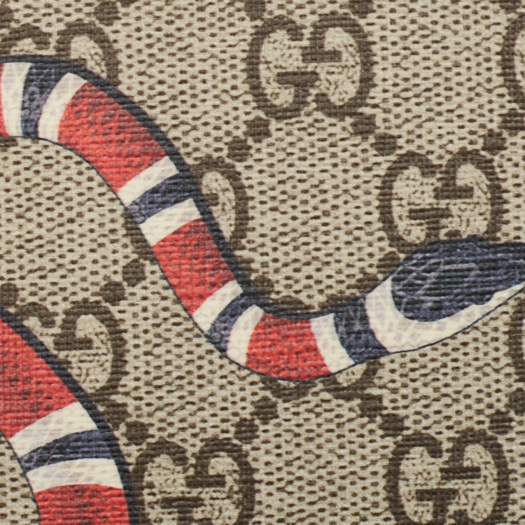 Pre Owned Gucci Beige GG Supreme Canvas Kingsnake Bifold Wallet