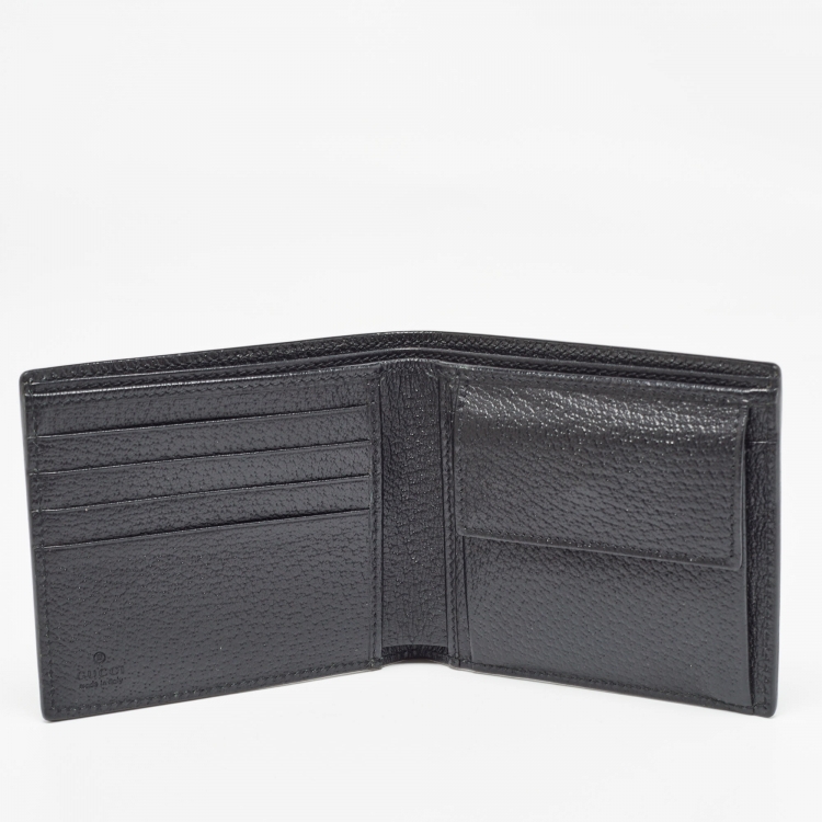 Pre Owned Gucci Black Leather GG Marmont Bifold Wallet