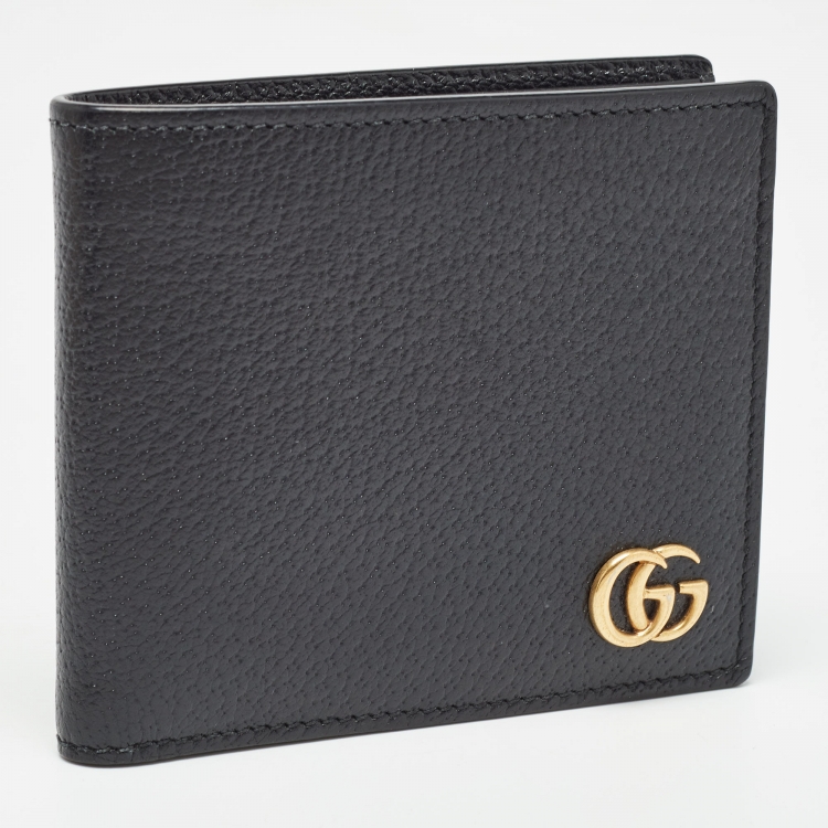 Pre Owned Gucci Black Leather GG Marmont Bifold Wallet