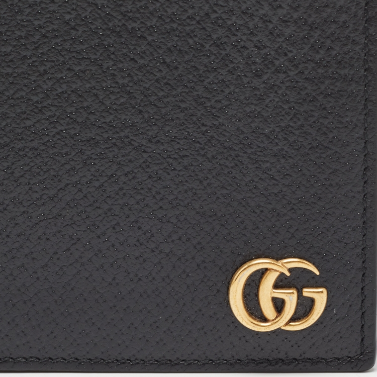 Pre Owned Gucci Black Leather GG Marmont Bifold Wallet