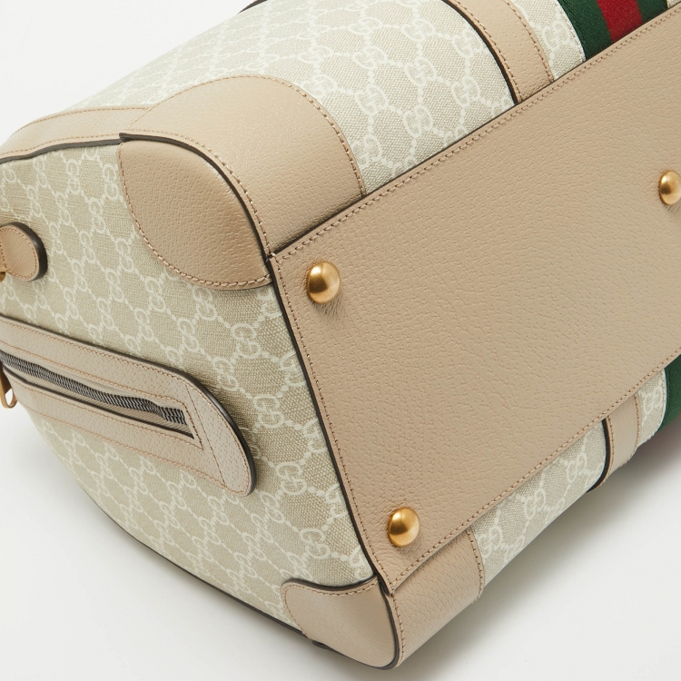 Pre Owned Gucci Beige GG Supreme Canvas Medium Savoy Duffle Bag