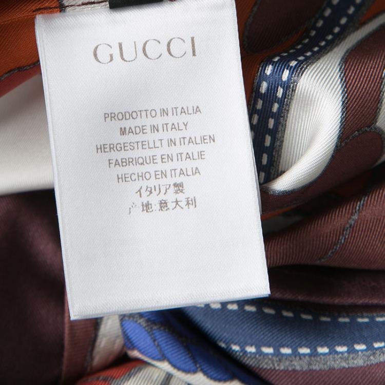 Pre Owned Gucci Multicolor Printed Silk Zip Front Bomber Jacket L