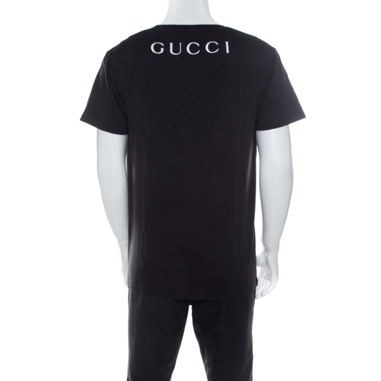 Pre Owned Gucci Black Cotton Jersey Metal Print T Shirt M 