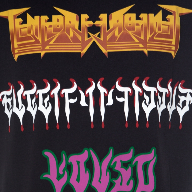 Pre Owned Gucci Black Cotton Jersey Metal Print T Shirt M 