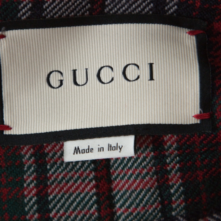 Pre Owned Gucci Multicolor Plaid Flannel Embroidered Logo Motif Shirt M 