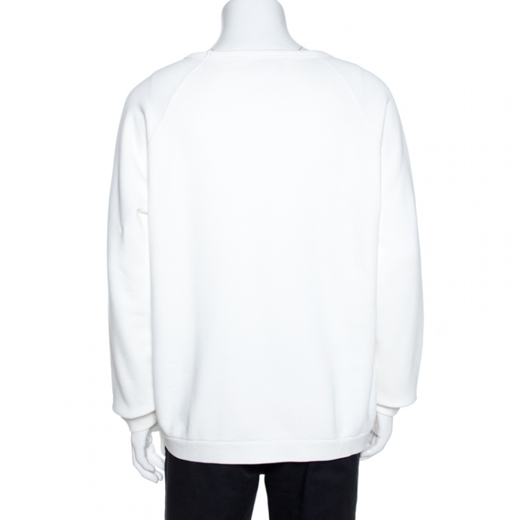 Pre Owned Gucci White Logo & Cities Print Cotton Sweatshirt M
