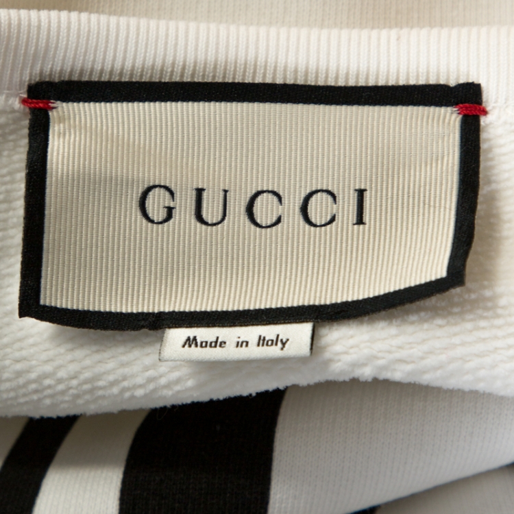 Pre Owned Gucci White Logo & Cities Print Cotton Sweatshirt M