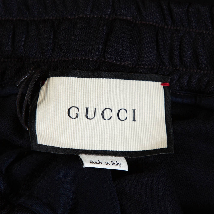 Pre Owned Gucci Black Jersey Web Stripe Detail Track Pants M