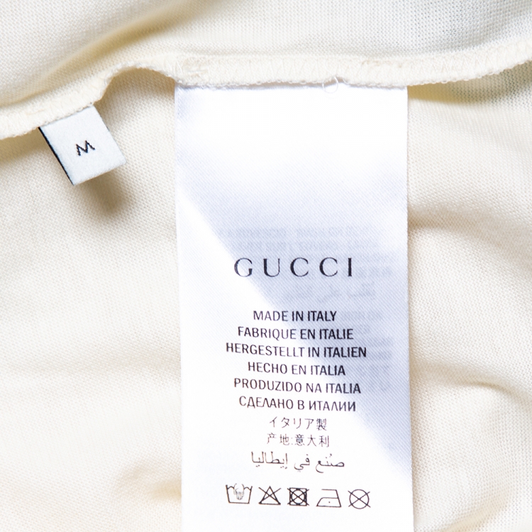 Pre Owned Gucci Garden Cream Printed Cotton Crewneck T-Shirt M