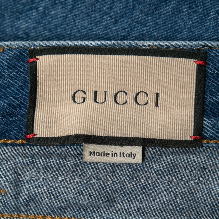 Pre Owned Gucci Blue Light Wash Tapered Jeans L / Waist 35"