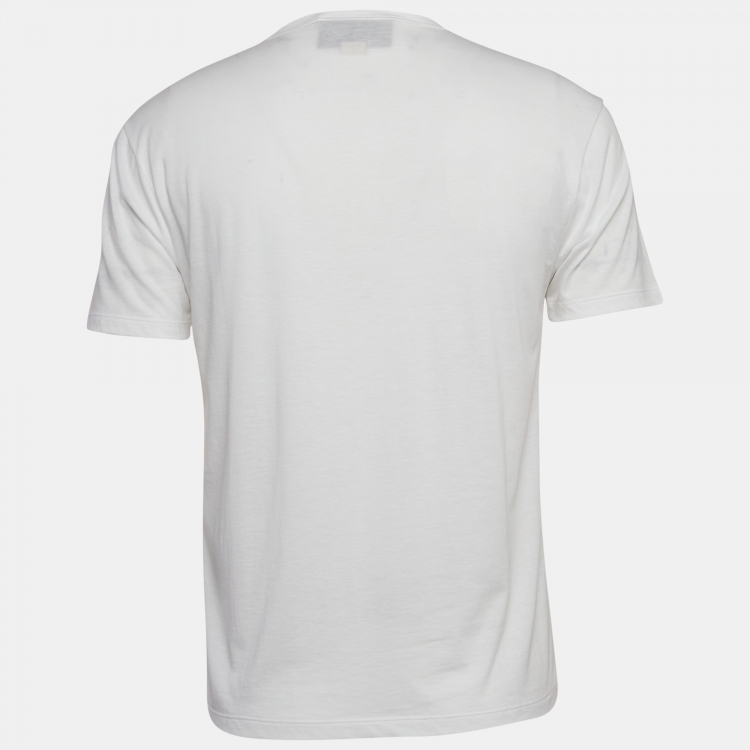 Pre Owned Gucci White Logo Printed Cotton T-Shirt M