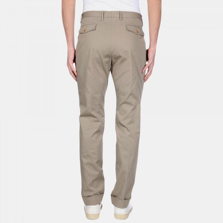 Pre Owned Gucci Khaki Green Cotton Pants L (IT 50)
