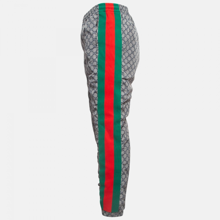 Pre Owned Gucci Blue GG Supreme Web Print Track Pants L