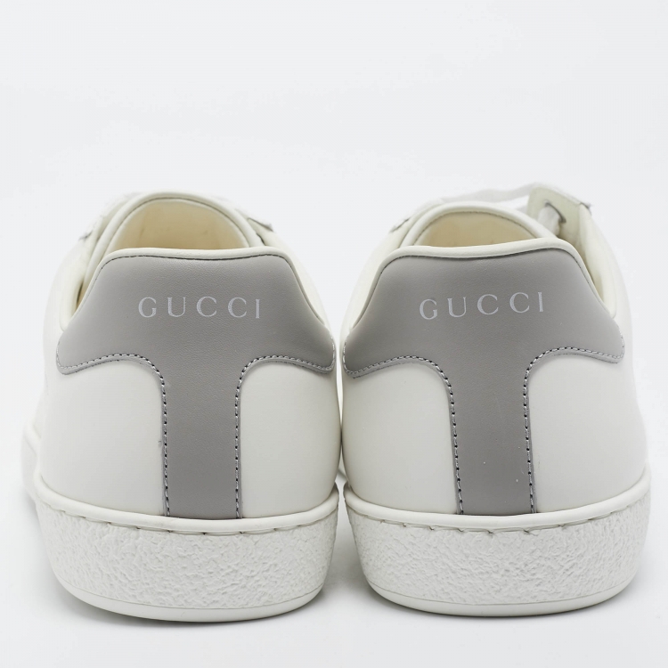 Pre Owned Gucci White Perforated Interlocking G Leather Ace Sneakers Size 41