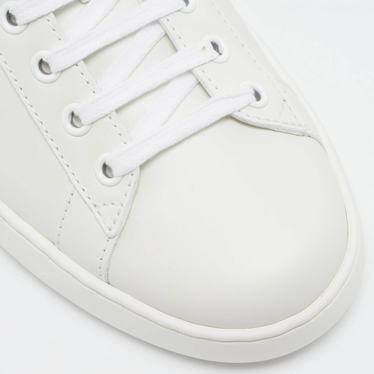 Pre Owned Gucci White Perforated Interlocking G Leather Ace Sneakers Size 41