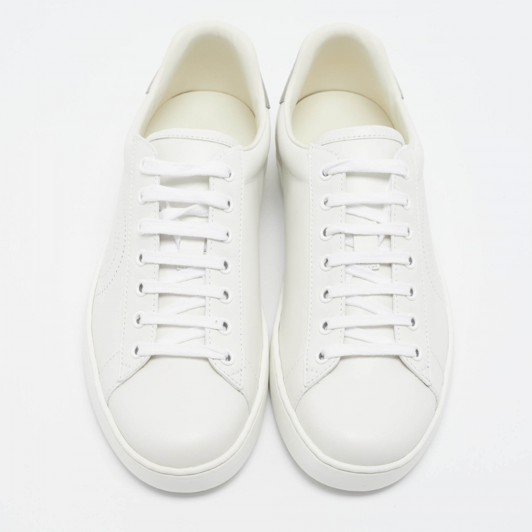 Pre Owned Gucci White Perforated Interlocking G Leather Ace Sneakers Size 41