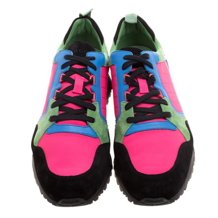 Pre Owned Gucci Multicolor Canvas and Suede Icaro Sneakers Size 49