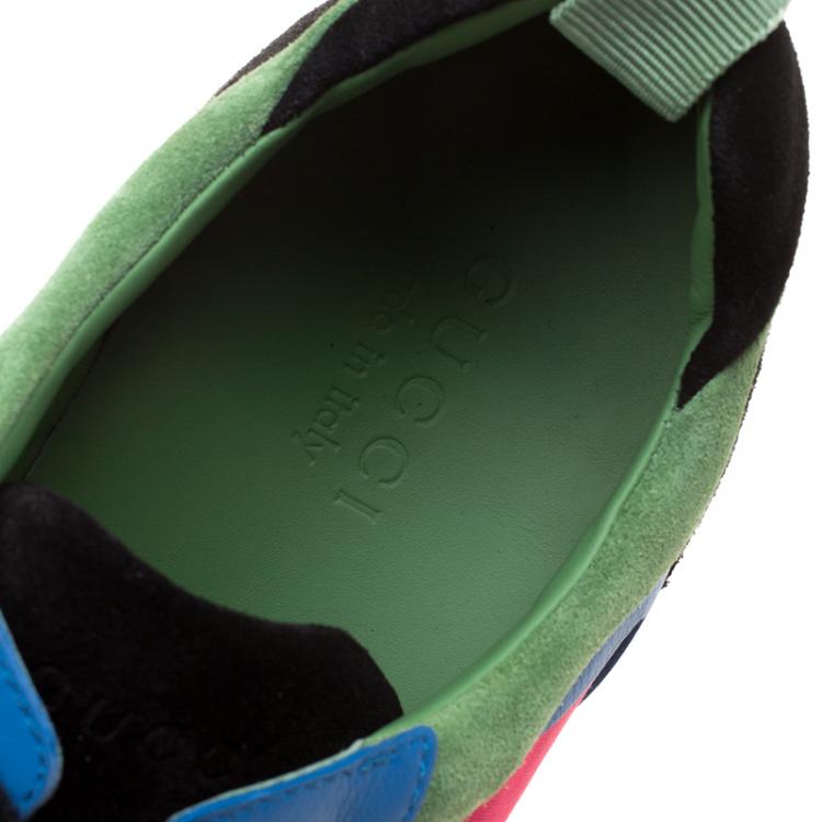 Pre Owned Gucci Multicolor Canvas and Suede Icaro Sneakers Size 49