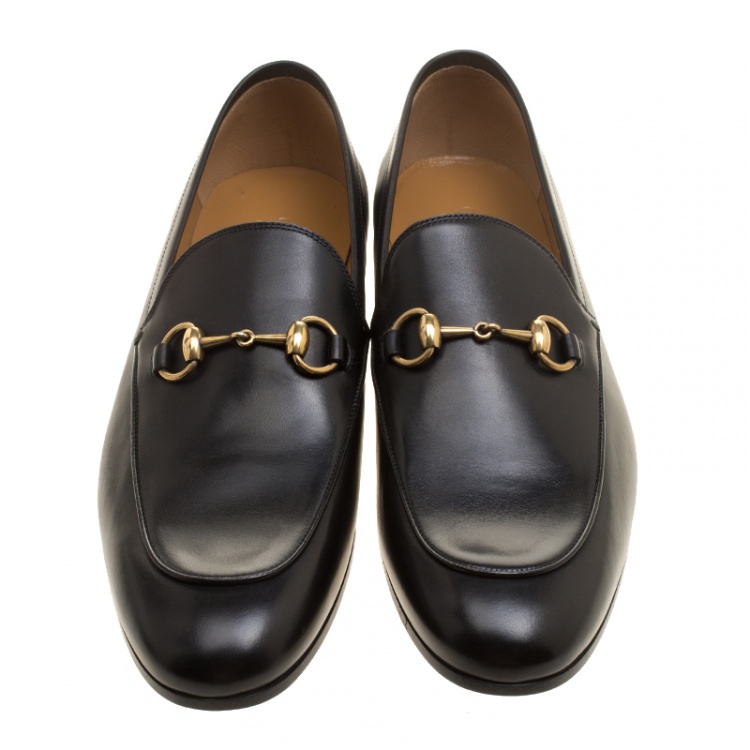 Pre Owned Gucci Black Leather Jordaan Horsebit Loafers Size 43