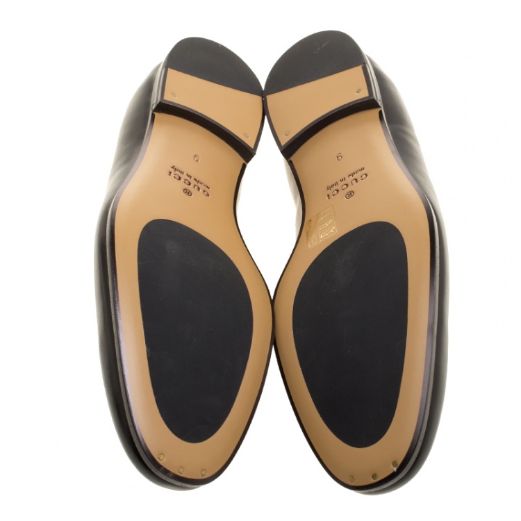 Pre Owned Gucci Black Leather Jordaan Horsebit Loafers Size 43