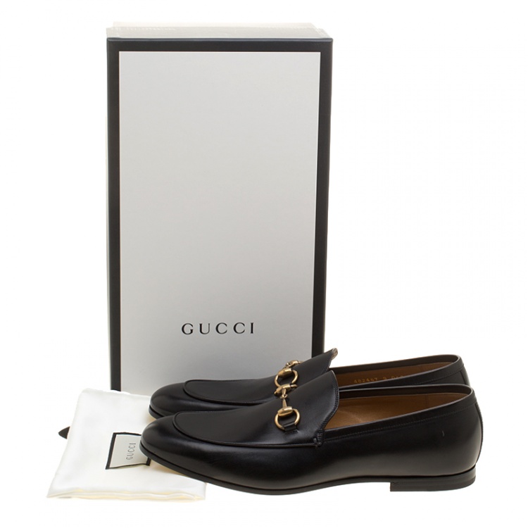 Pre Owned Gucci Black Leather Jordaan Horsebit Loafers Size 43