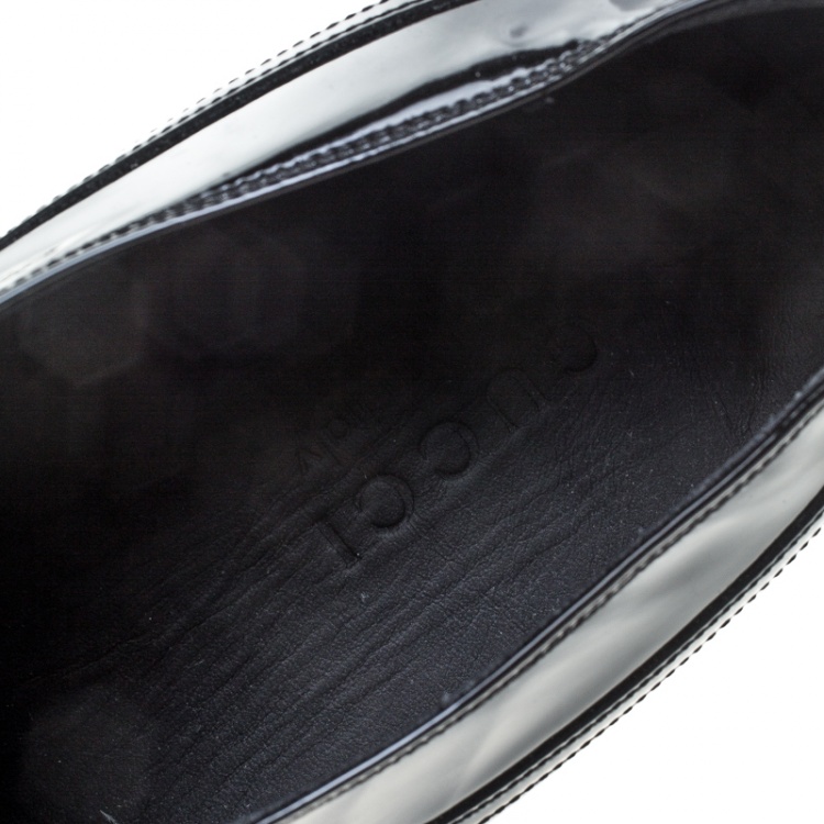 Pre Owned Gucci Black Patent Leather Lace Up Derby Size 45