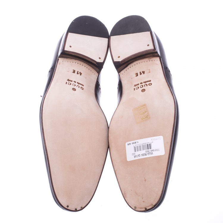 Pre Owned Gucci Brown Leather Lace Up Oxfords Size 41