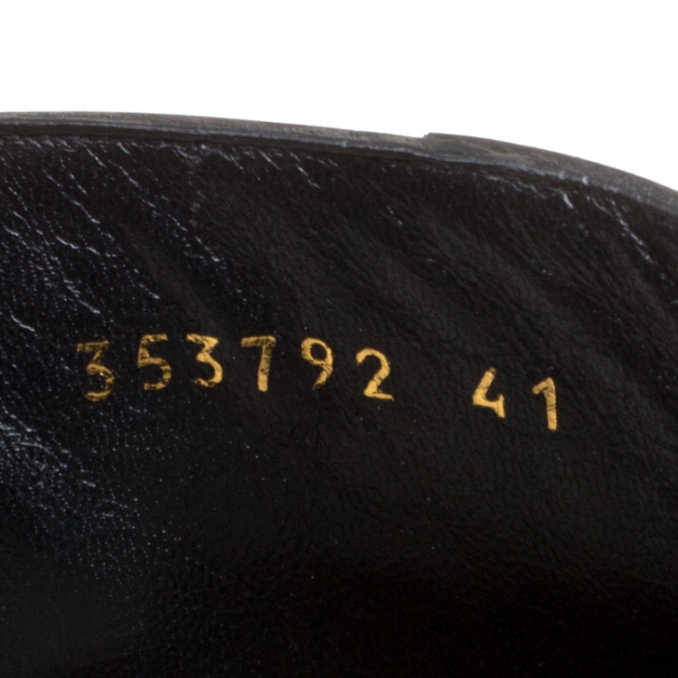 Pre Owned Gucci Black Leather Tess Horsebit Ankle Boots Size 41