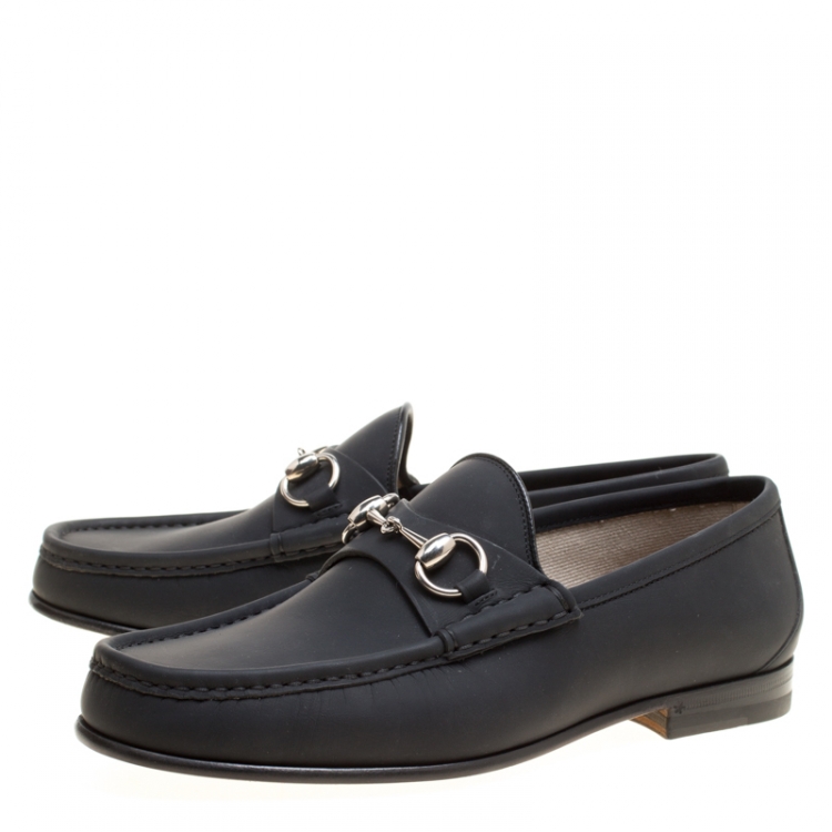 Pre Owned Gucci Black Leather 1953 Horsebit Loafers Size 40