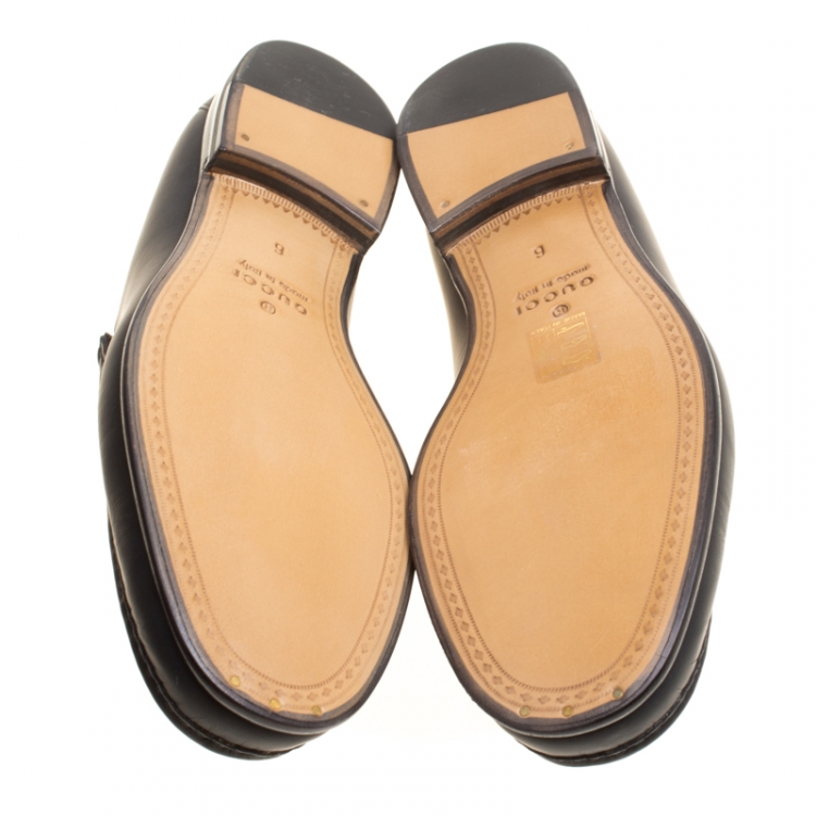 Pre Owned Gucci Black Leather 1953 Horsebit Loafers Size 40