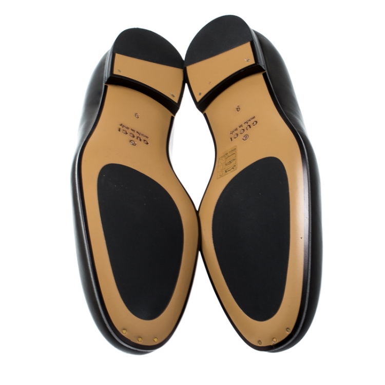 Pre Owned Gucci Black Leather Jordaan Horsebit Loafers Size 43