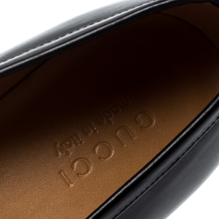 Pre Owned Gucci Black Leather Jordaan Horsebit Loafers Size 43