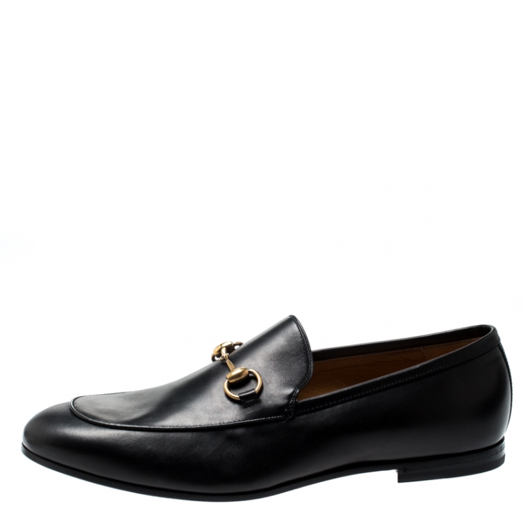 Pre Owned Gucci Black Leather Jordaan Horsebit Loafers Size 43