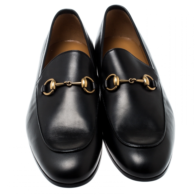 Pre Owned Gucci Black Leather Jordaan Horsebit Loafers Size 43