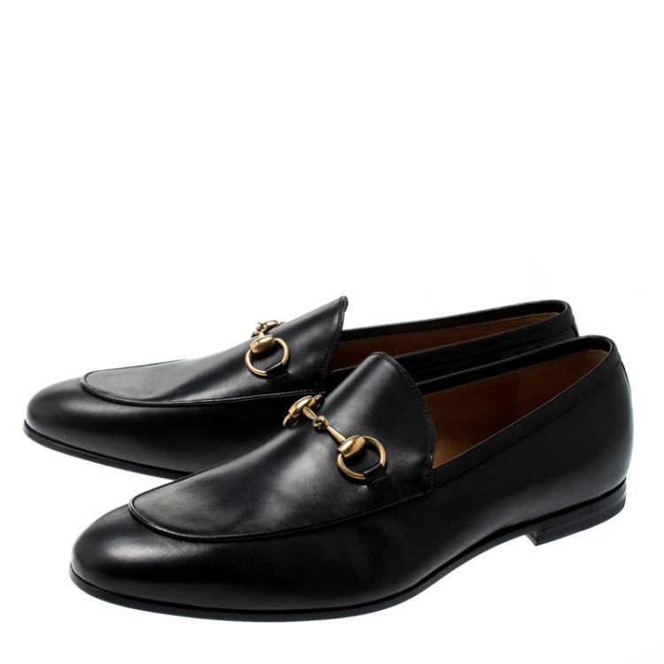 Pre Owned Gucci Black Leather Jordaan Horsebit Loafers Size 43