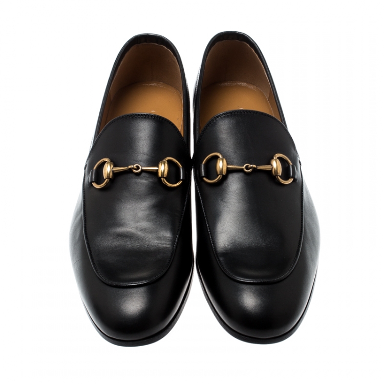 Pre Owned Gucci Black Leather Jordaan Horsebit Loafers Size 40.5