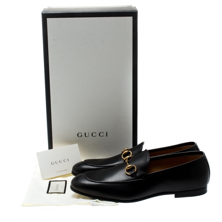 Pre Owned Gucci Black Leather Jordaan Horsebit Loafers Size 40.5